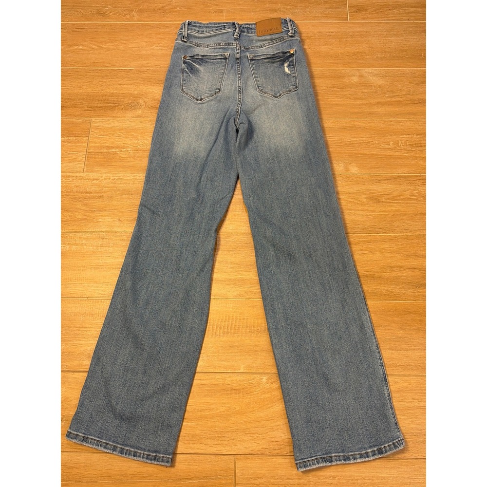 Judy Blue High Waist Distressed Wide Leg Jeans Medium Wash Size 3/26‎ - Picture 8 of 10